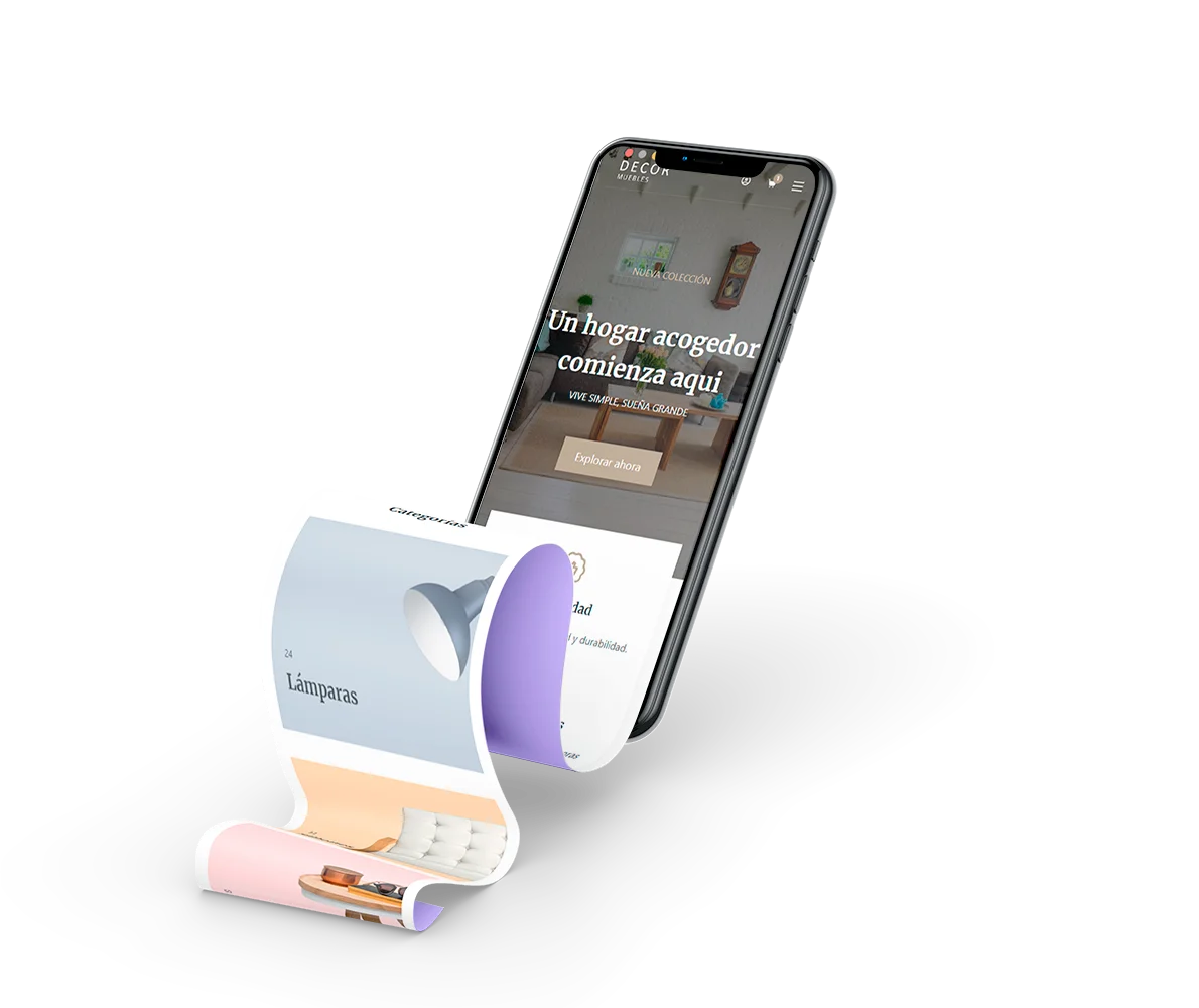 Mockup móvil con ecommerce saliendo el scroll de la pantalla